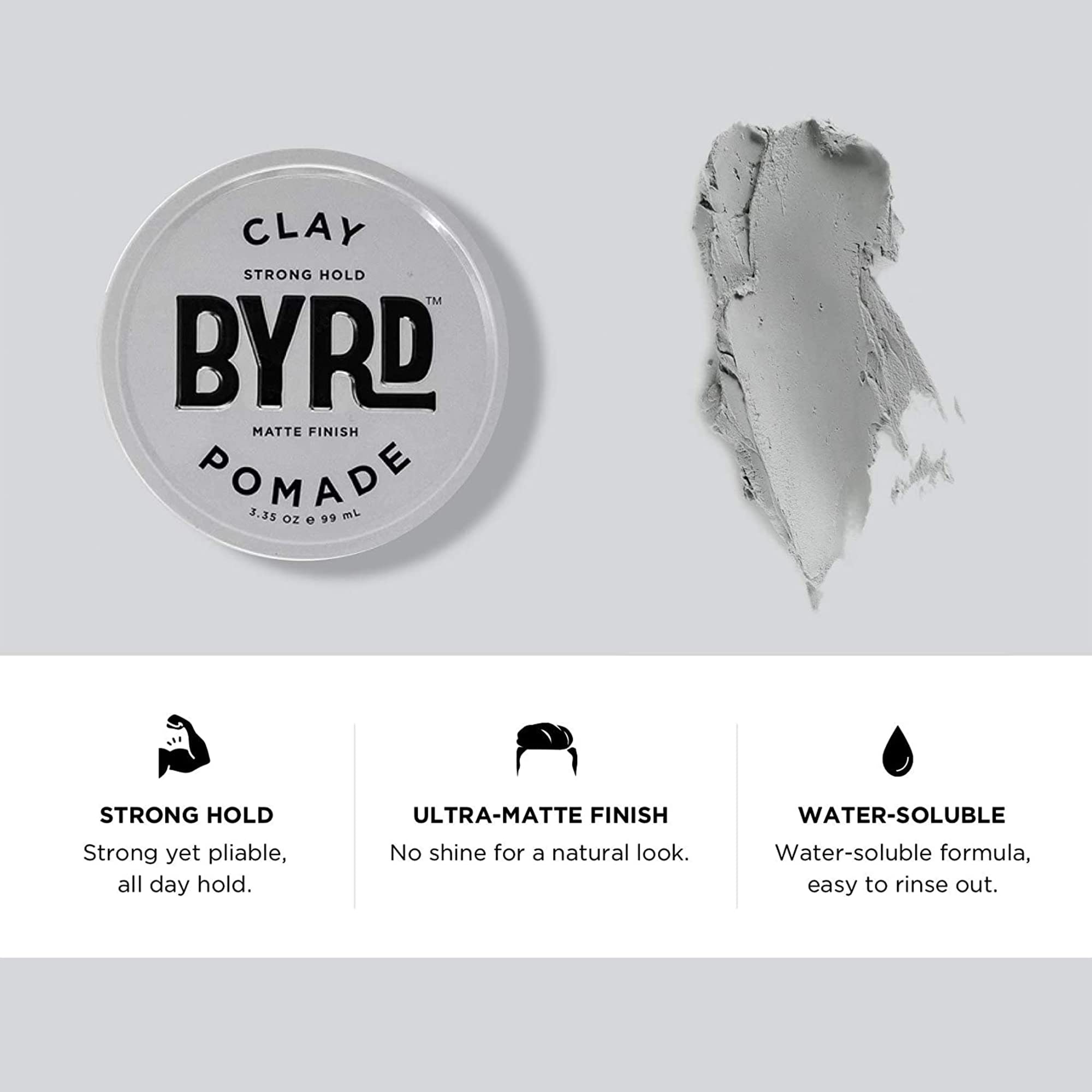 BYRD Hair Clay Pomade 2-Pack - Strong Hold, Ultra Matte Finish, Volume & Sculpt