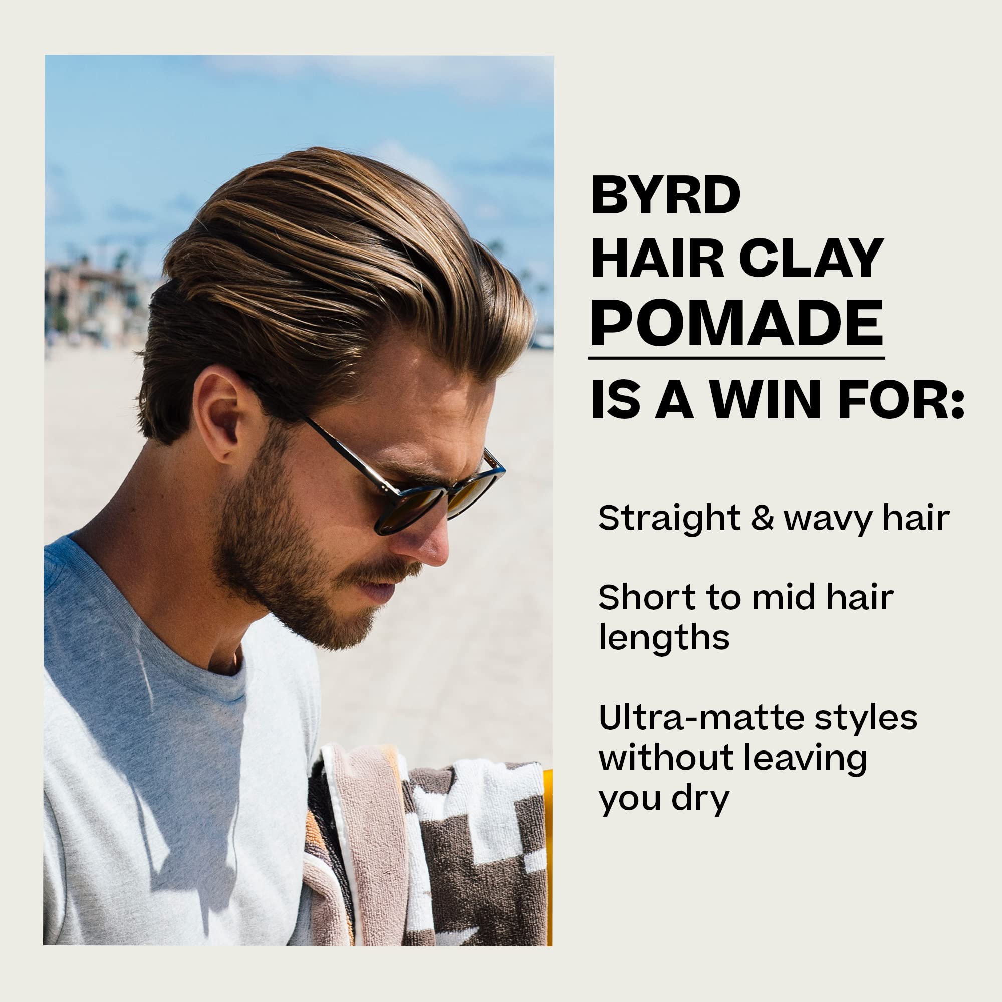 BYRD Hair Clay Pomade 2-Pack - Strong Hold, Ultra Matte Finish, Volume & Sculpt