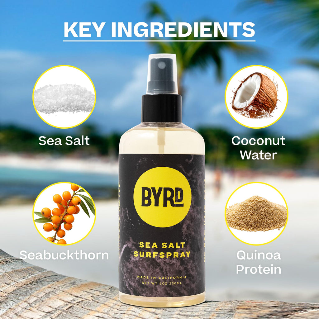 BYRD Sea Salt Surfspray – Salty Coconut Scent, Texturizing & Volumizing Sea Salt Spray for Men, 8 oz, Pack of 2