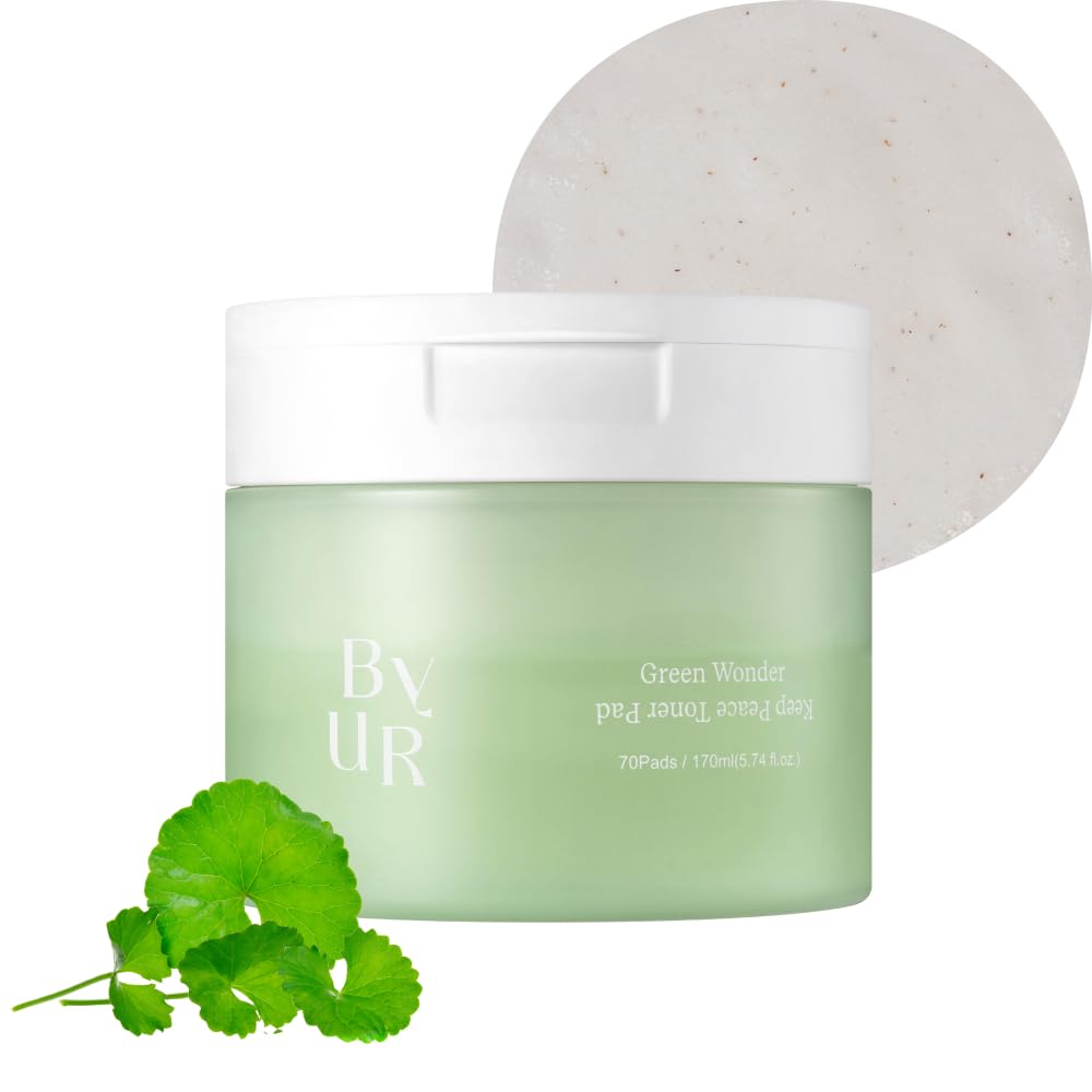 ByUR Green Wonder Keep Peace Toner Pads – Gentle Exfoliation for Sensitive Skin (70 Count)