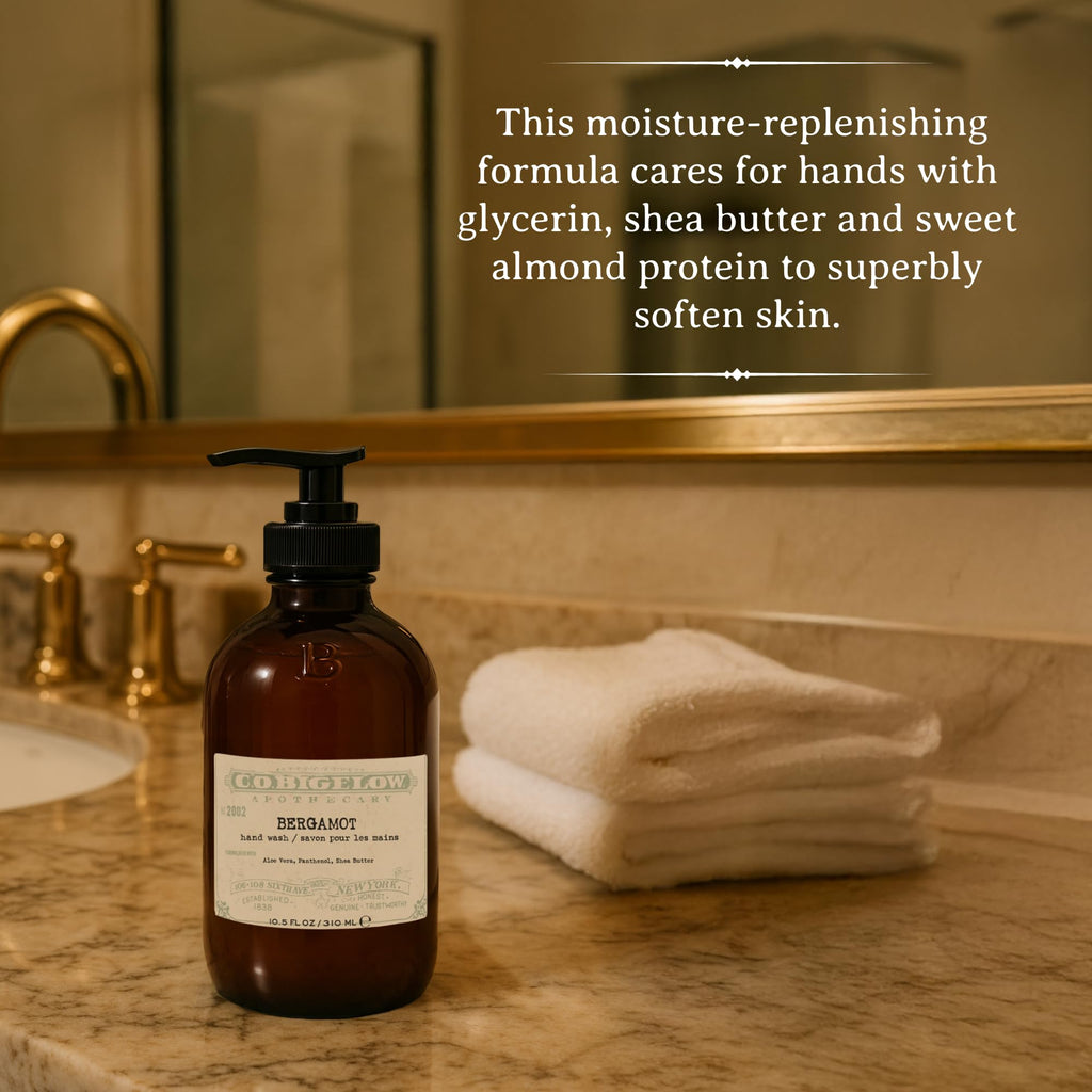 C.O. Bigelow Bergamot Hand Wash – Moisturizing Liquid Soap with Shea Butter & Aloe, 10.5 Fl Oz