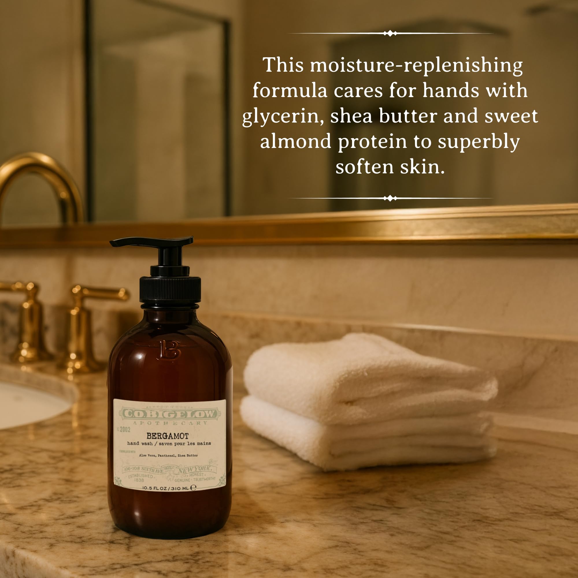 C.O. Bigelow Bergamot Hand Wash – Moisturizing Liquid Soap with Shea Butter & Aloe, 10.5 Fl Oz