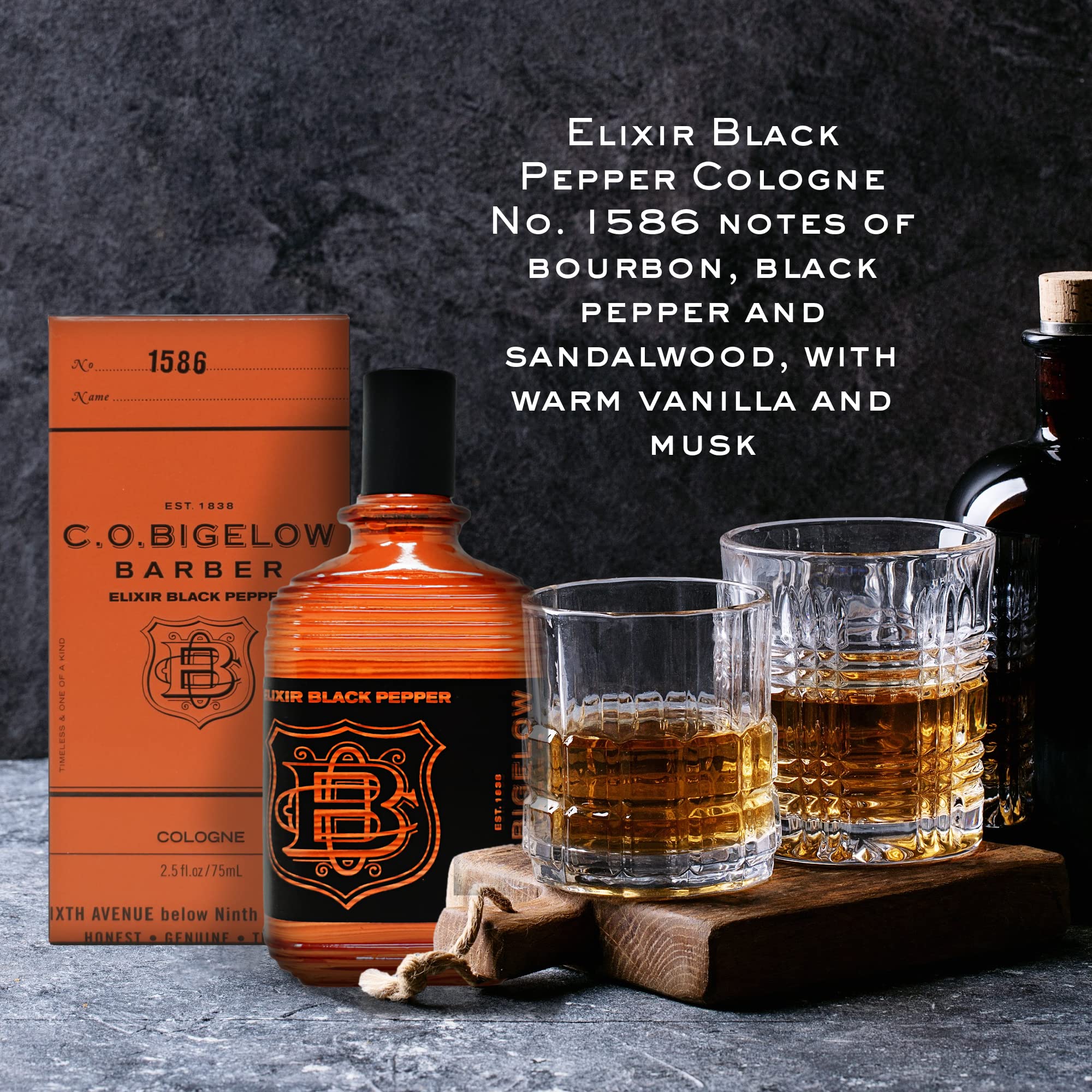 C. O. Bigelow Elixir Black Pepper No. 1586 – 2.5 fl oz Men’s Cologne, Bourbon & Sandalwood