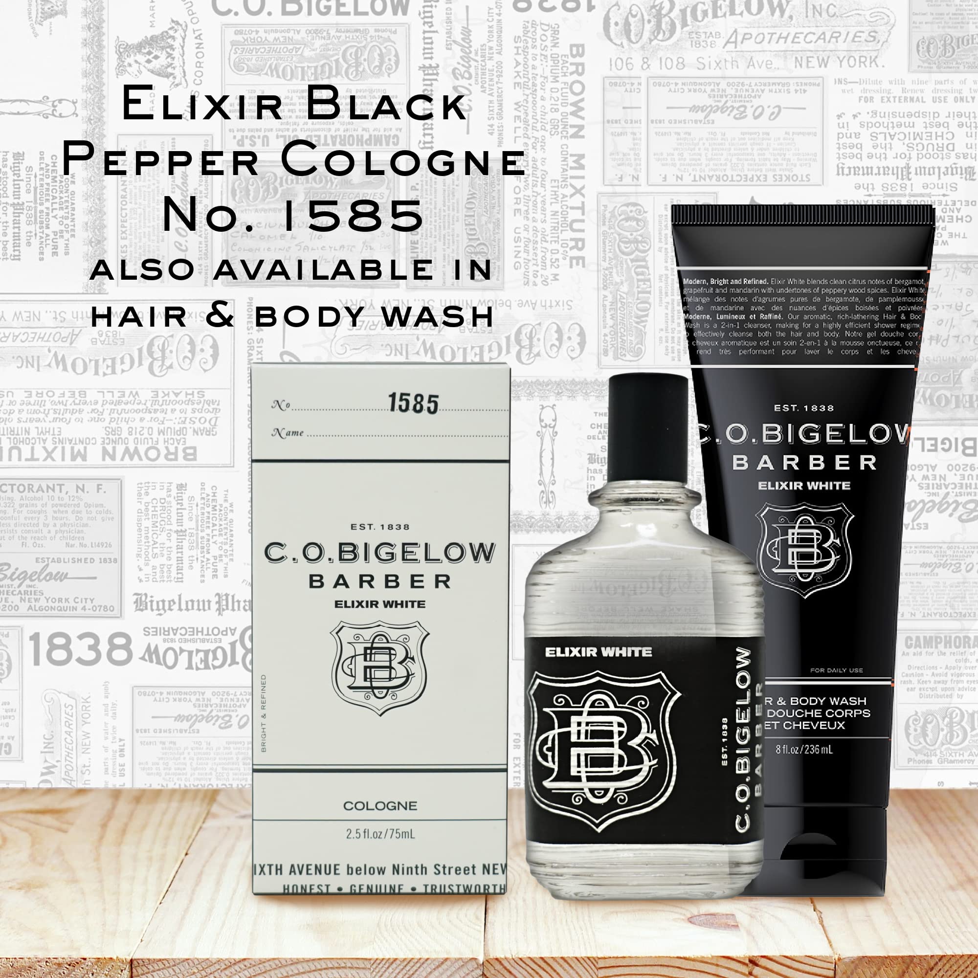 C.O. Bigelow Elixir White Cologne for Men – Long-Lasting Citrus & Spice, 2.5 fl oz