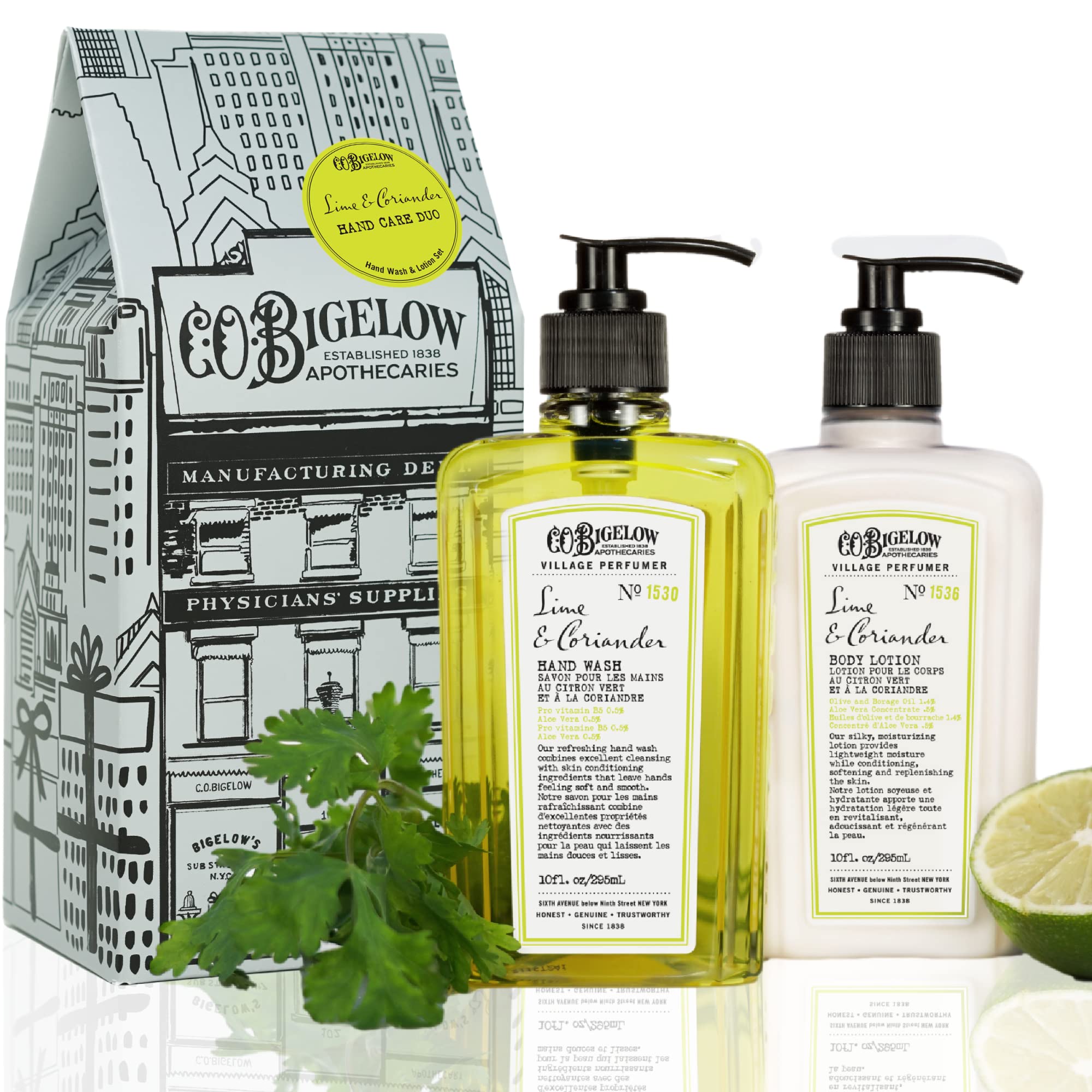 C.O. Bigelow Lime Coriander Apothecary Duo – Hand Wash & Body Lotion Gift Set, 10 oz Each