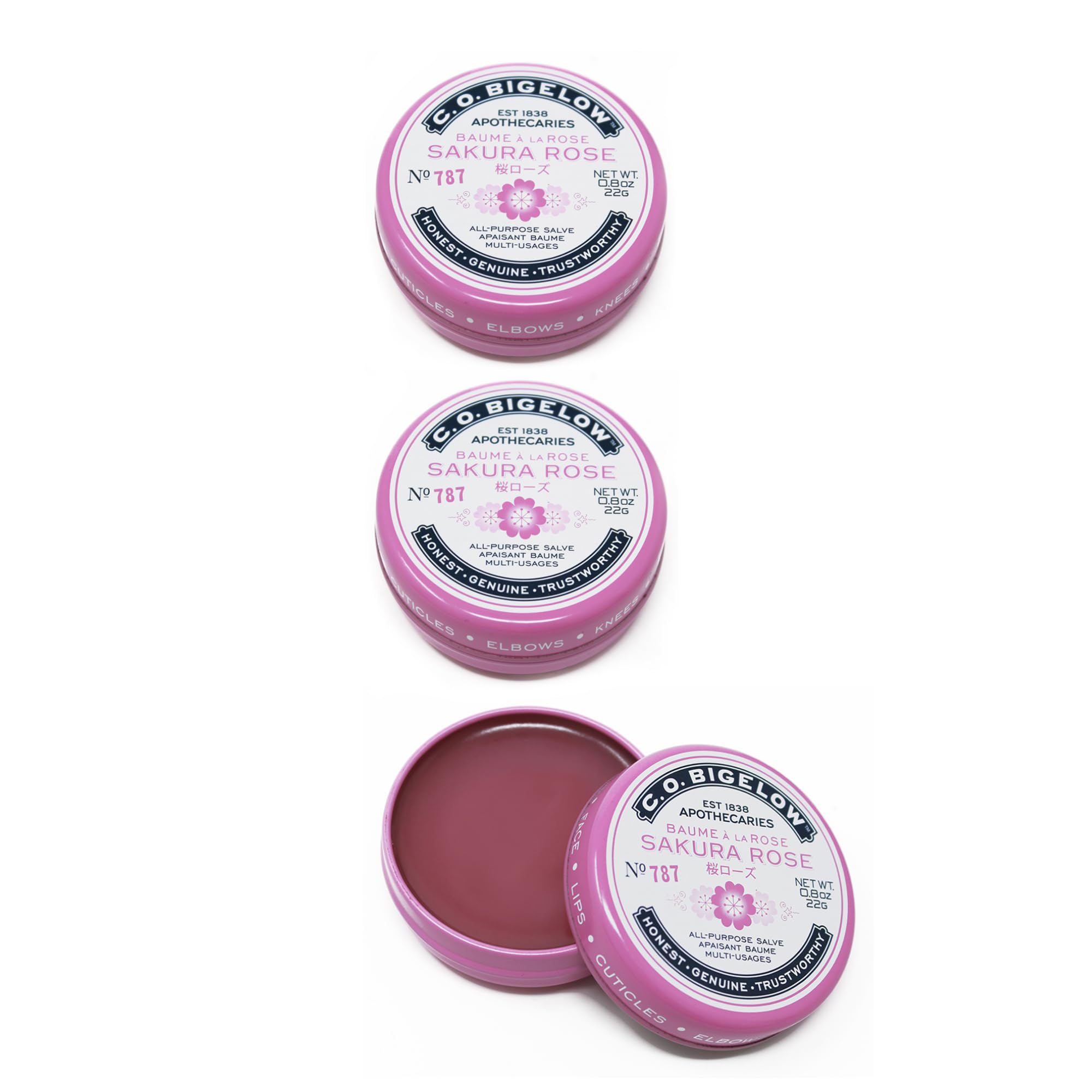 C.O. Bigelow Sakura Rose Salve Tins — 3-Pack Lip & Skin Salve