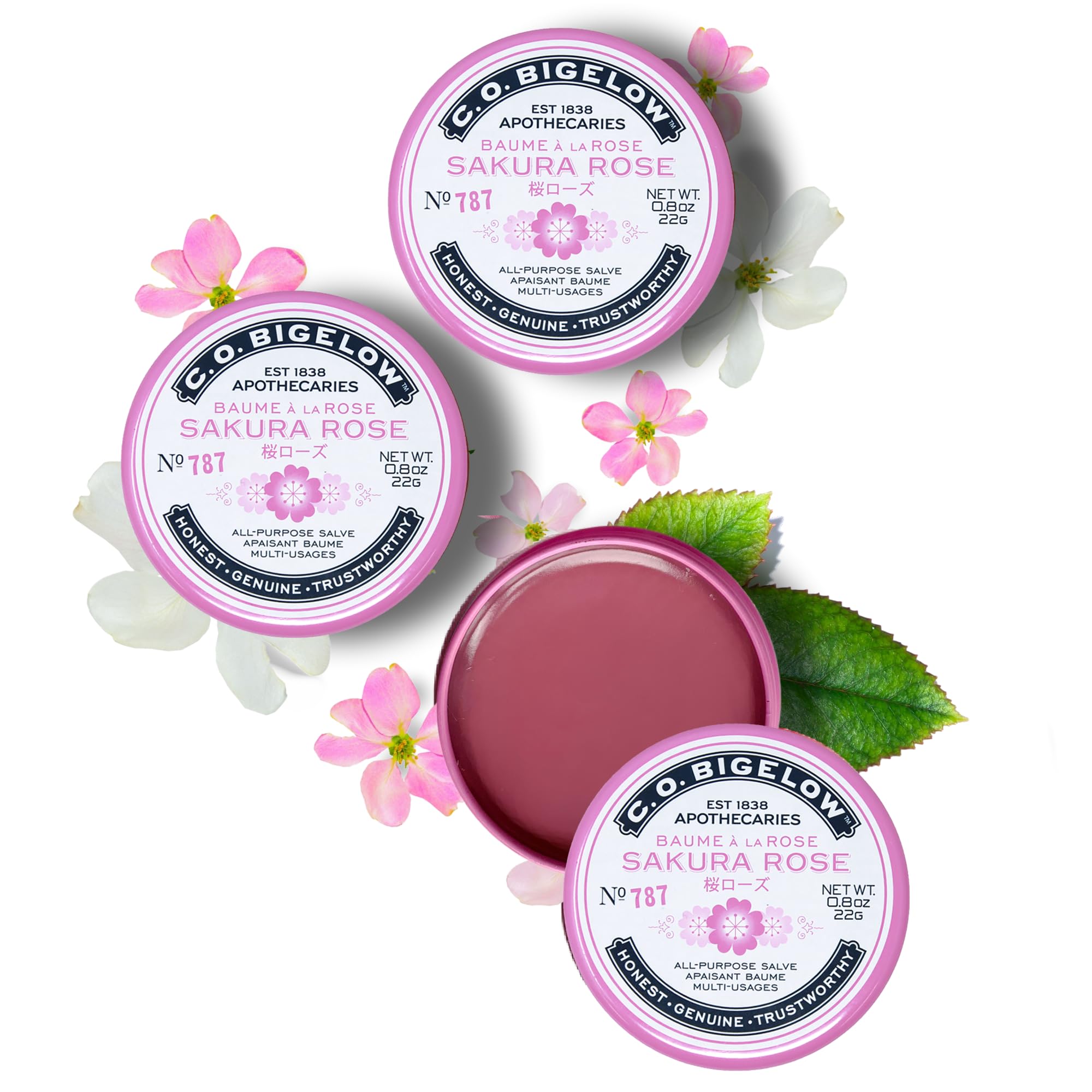 C.O. Bigelow Sakura Rose Salve Tins — 3-Pack Lip & Skin Salve