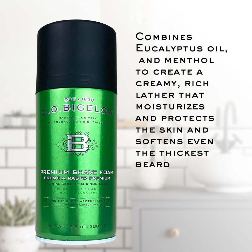 C.O. Bigelow Shaving Foam, 5.2 oz – All Skin Types, Eucalyptus Oil