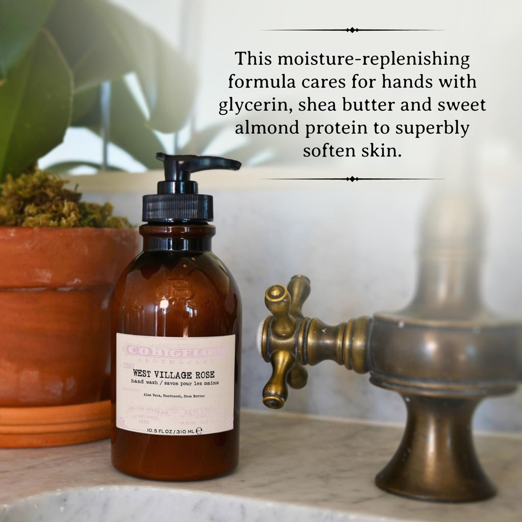 C.O. Bigelow West Village Rose Hand Wash | Moisturizing Soap with Shea Butter, Glycerin & Aloe Vera (10.5 oz)