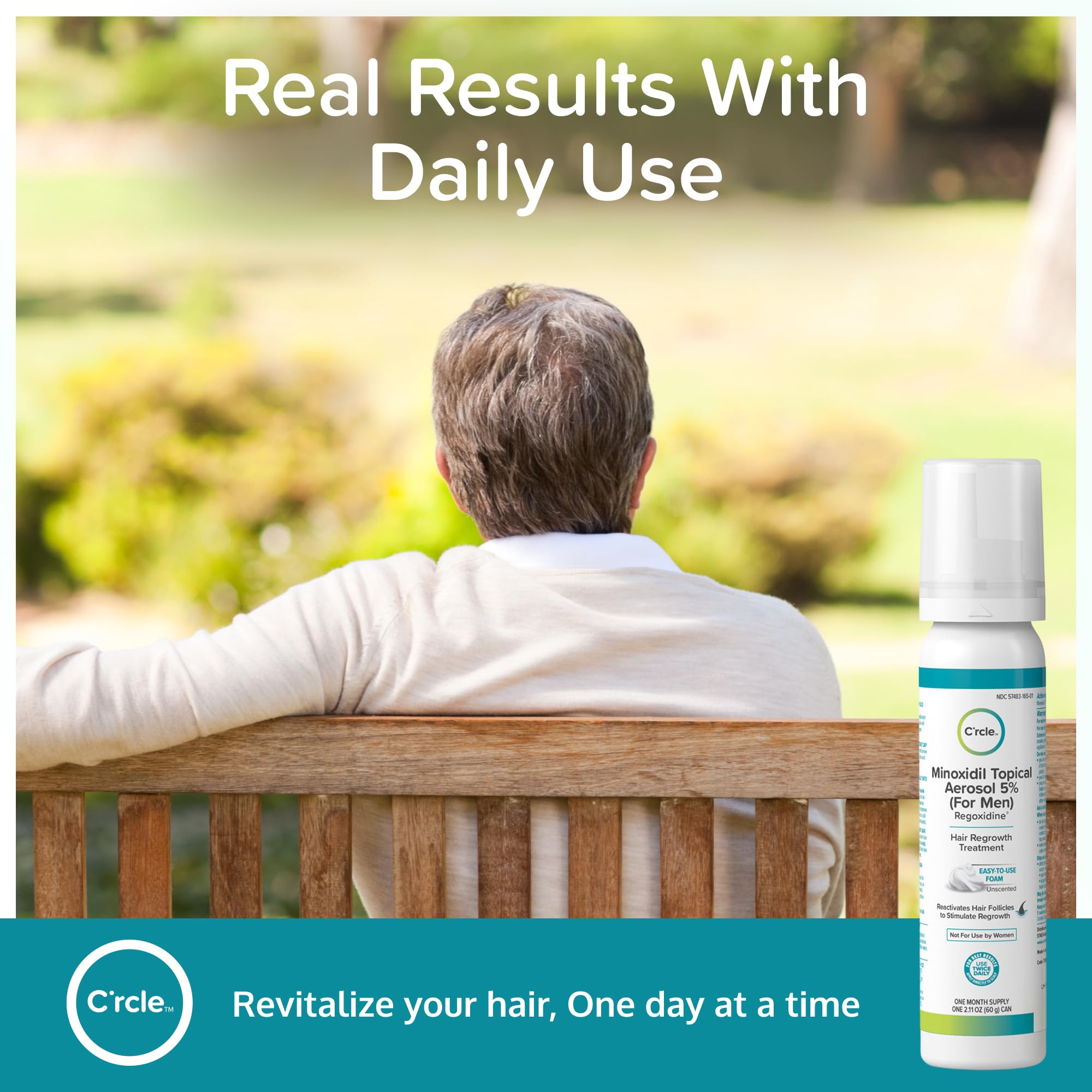 C'rcle Minoxidil 5% Foam for Men – Unscented, 3-Month Supply | Vertex Hair Loss & Thinning Support
