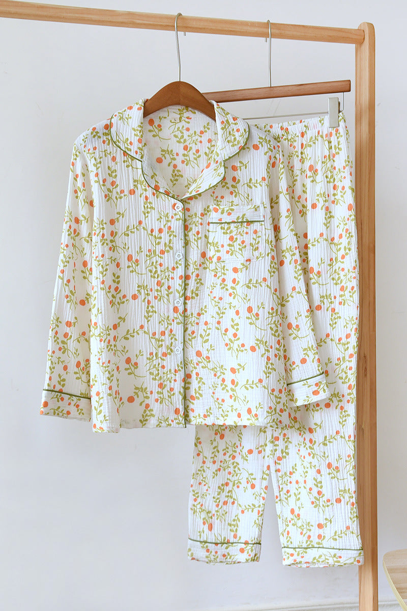 Pure Cotton Cardigan Long Sleeve Loose Home Wear Two-piece Set