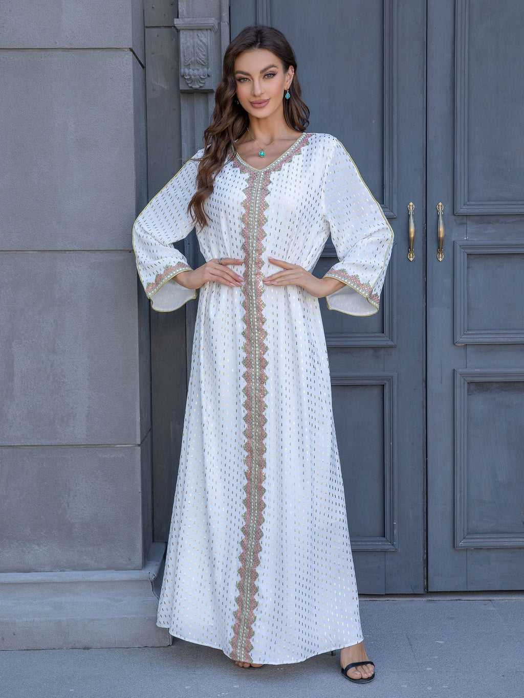 Simple Lace Slim-fit Dubai Women's Dress