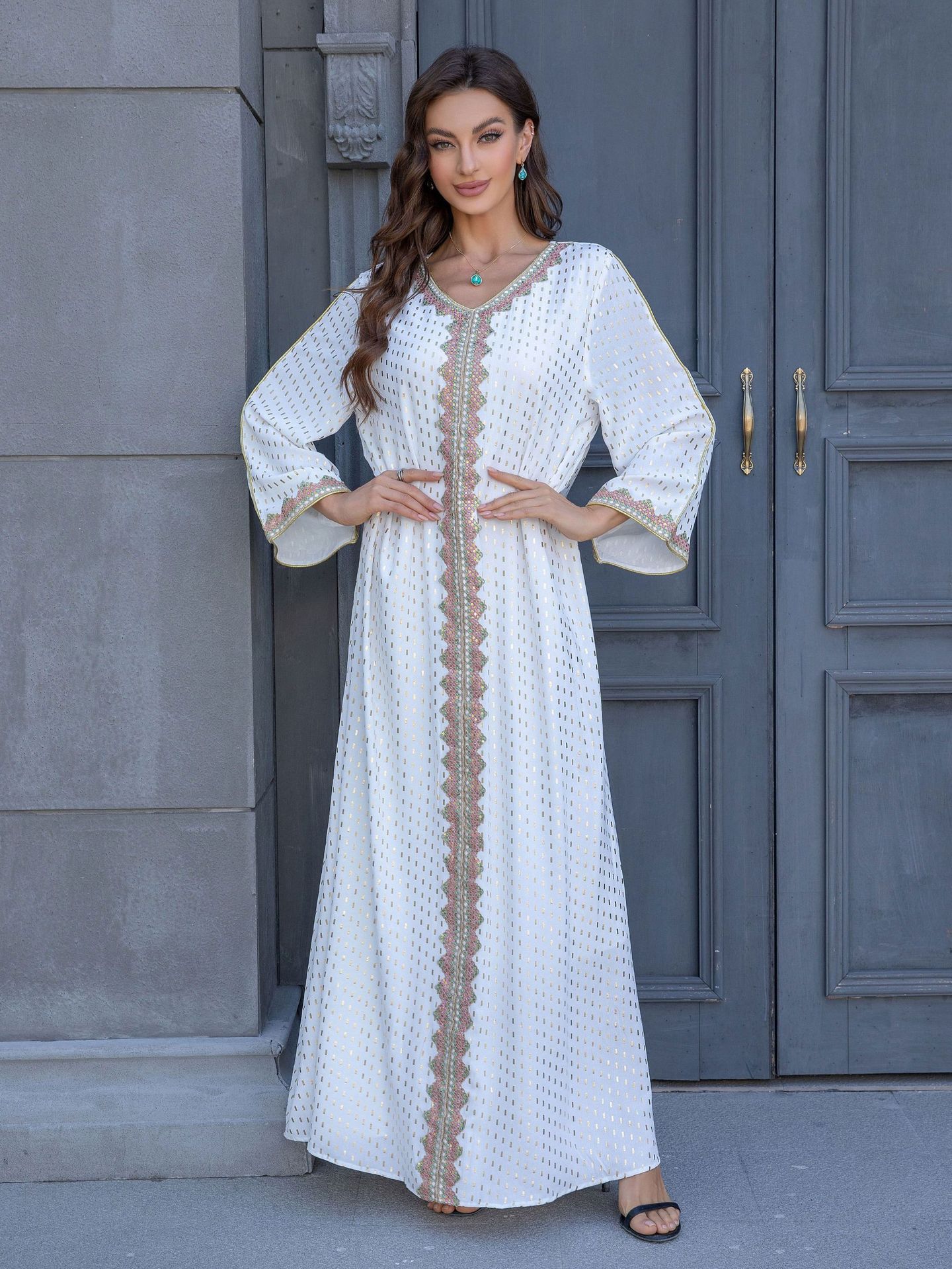 Simple Lace Slim-fit Dubai Women's Dress