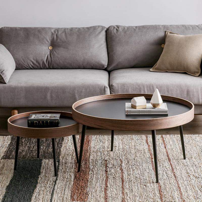 C163 Nesting Coffee Table Set, Oak & Black