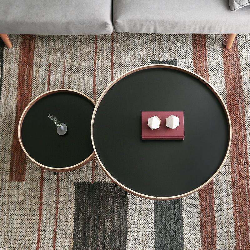 C163 Nesting Coffee Table Set, Oak & Black