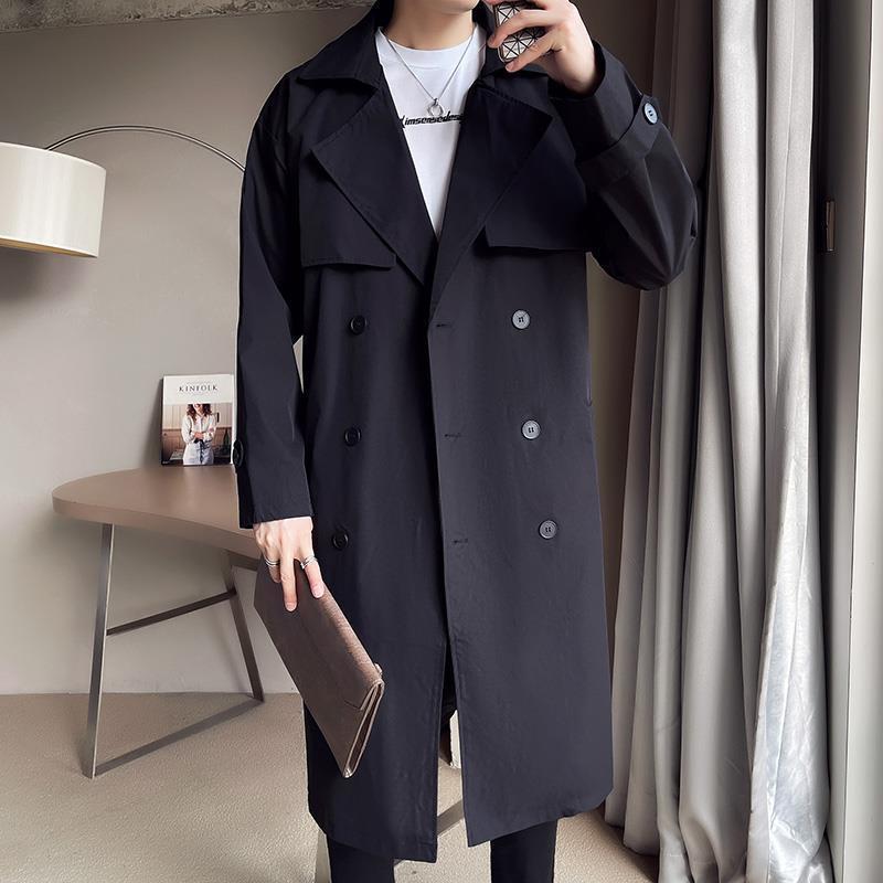 Beige Double Breasted Trench Coat For Men