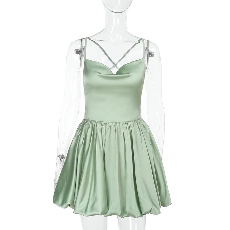 Sling Dress Backless Lace Up Women