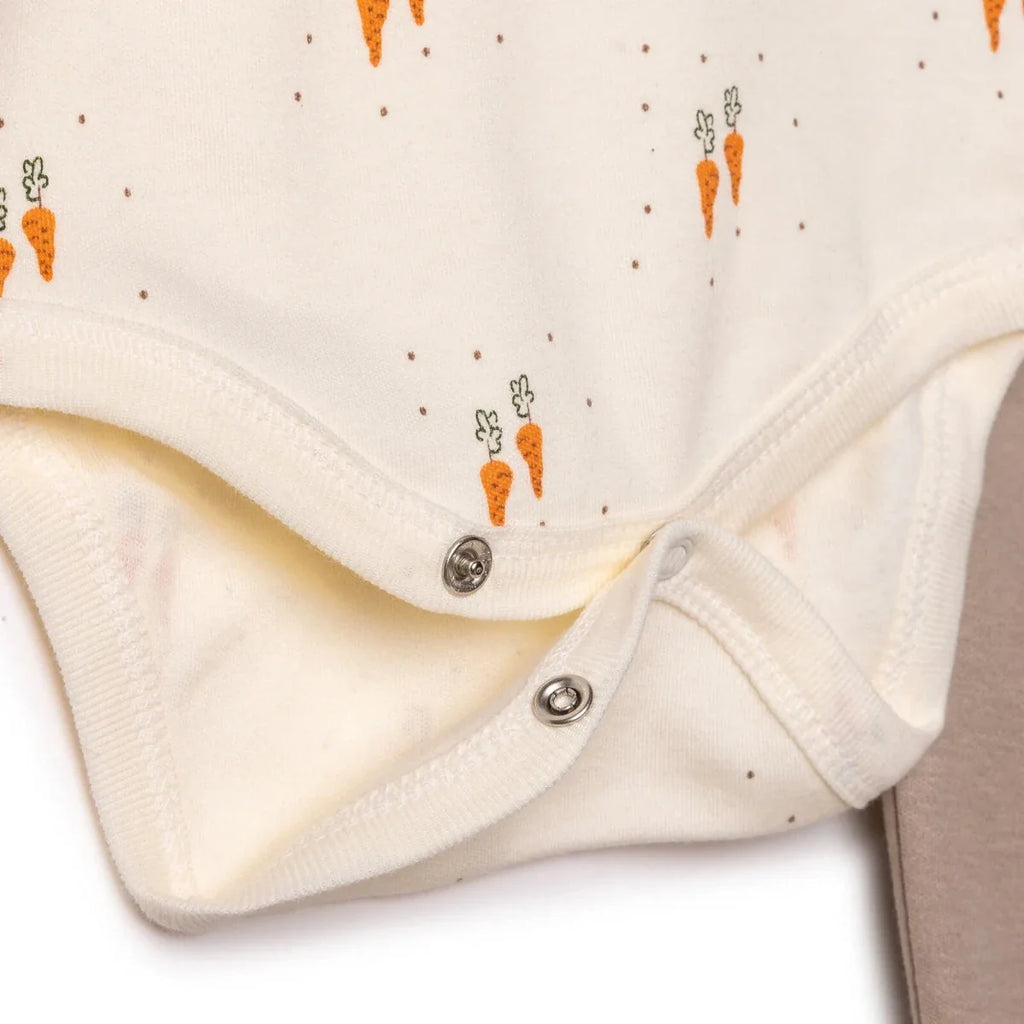 Bebetto Boys Bodysuit & Footed Bottom Set Animal Print Snap Fastening Baby Carrot Crew Neck Full Len - Brown