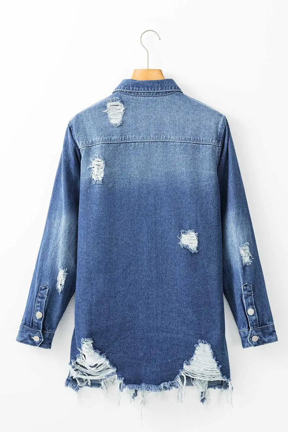 Light Wash Frayed Denim Duster Women UK