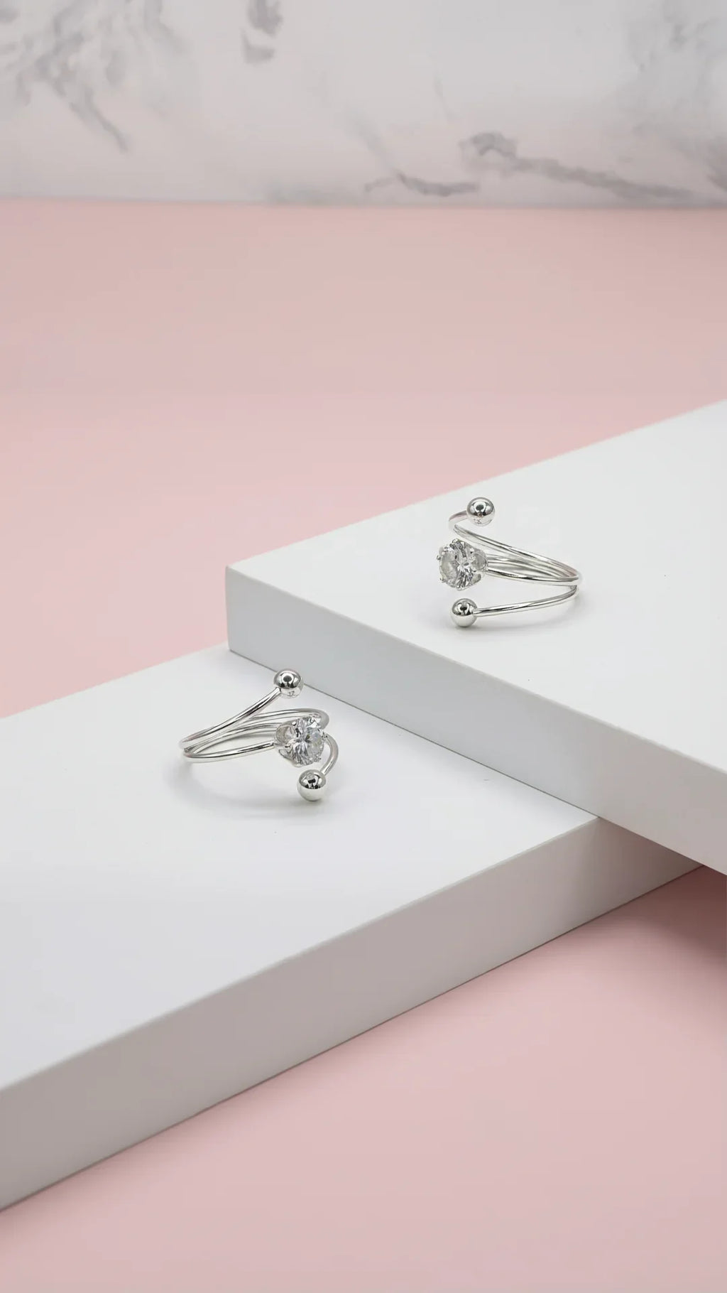 Solitaire Wrap Around Free Size Stacking Rings Box set of 36
