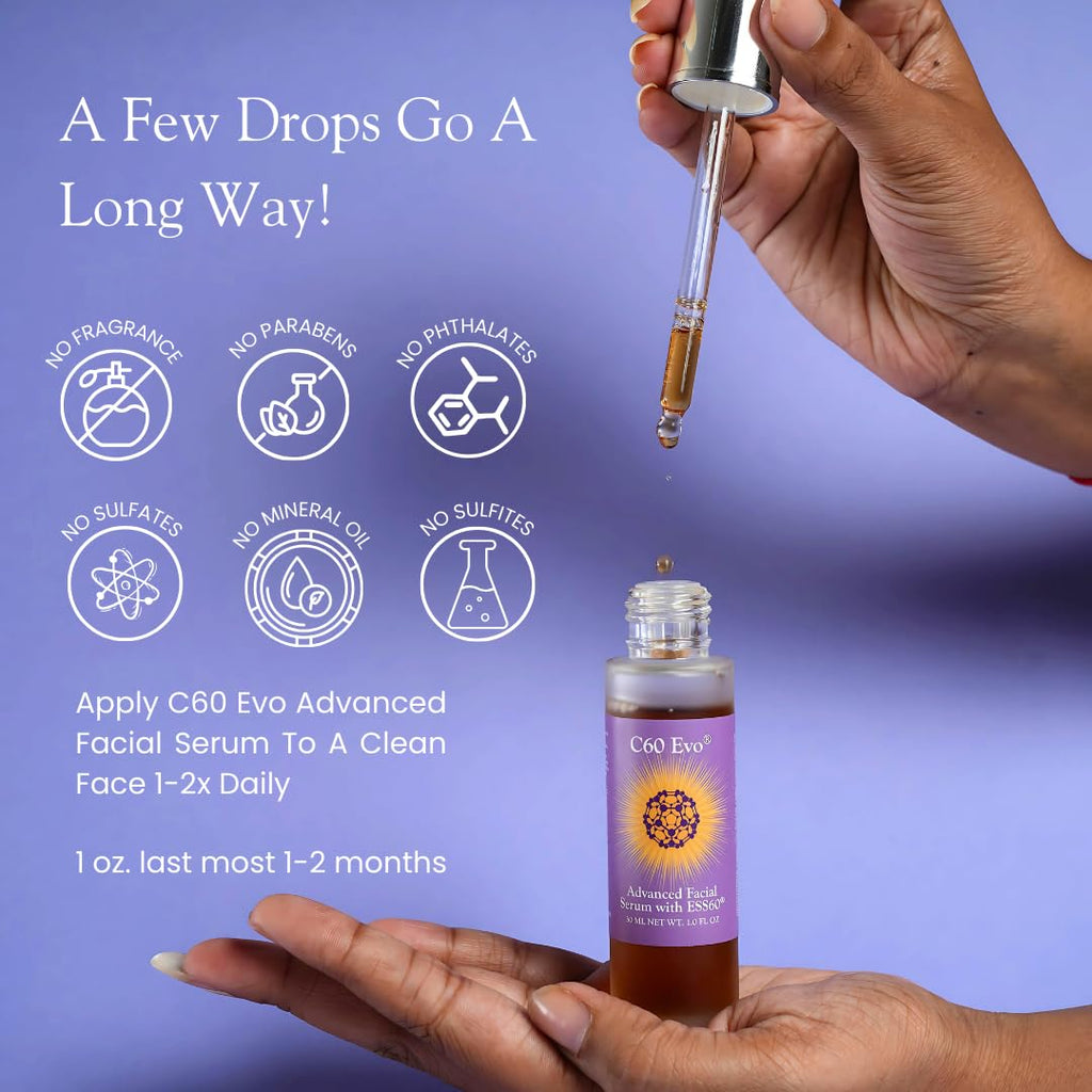 C60 Evo Advanced Facial Serum | Pure ESS60 & 21 Natural Ingredients