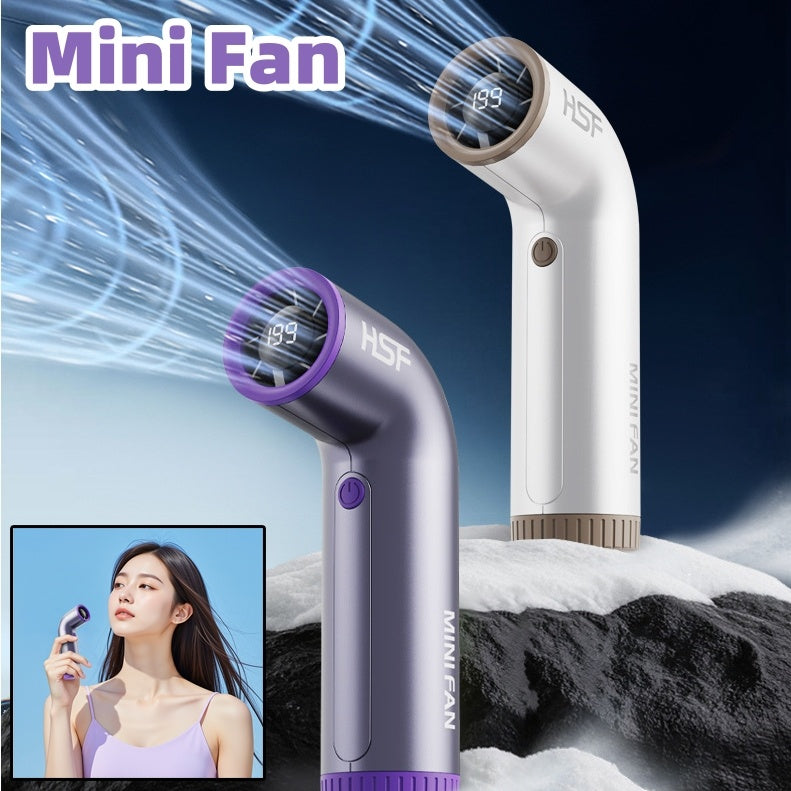 High-speed Portable Fan Little Turbine Digital Display Charging Long Endurance Portable Fan Rechargeable Strong Wind 199 Gear Speed Electric Adjustable Turbo Handheld Fan