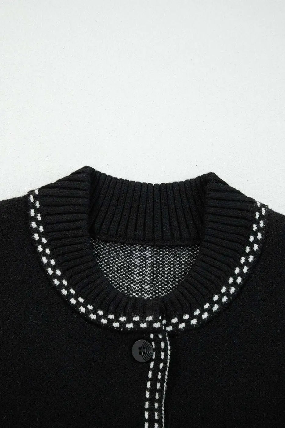 Black Contrast Trim Knit Cardigan Women UK