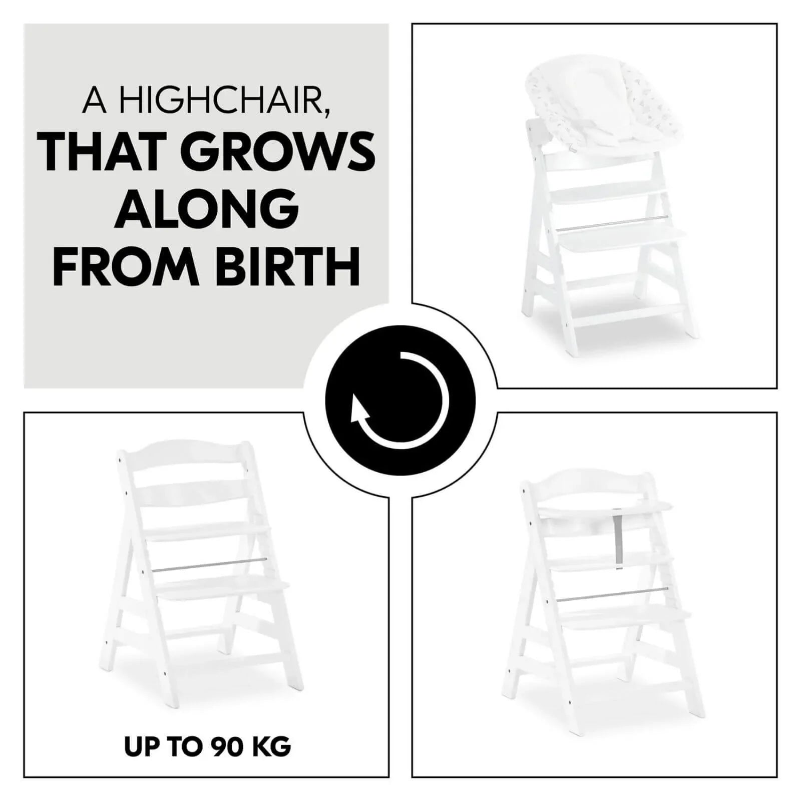Hauck Alpha+ Wooden Highchair - White
