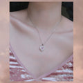 Love Heartbeat Pink Love Zircon Earrings Necklace Set Qixi Valentine's Day Gift For Girlfriend