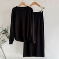 Women's Wear AutumnWinter Solid Color Simple Long-Sleeve Fashionable Casual Knitted Set