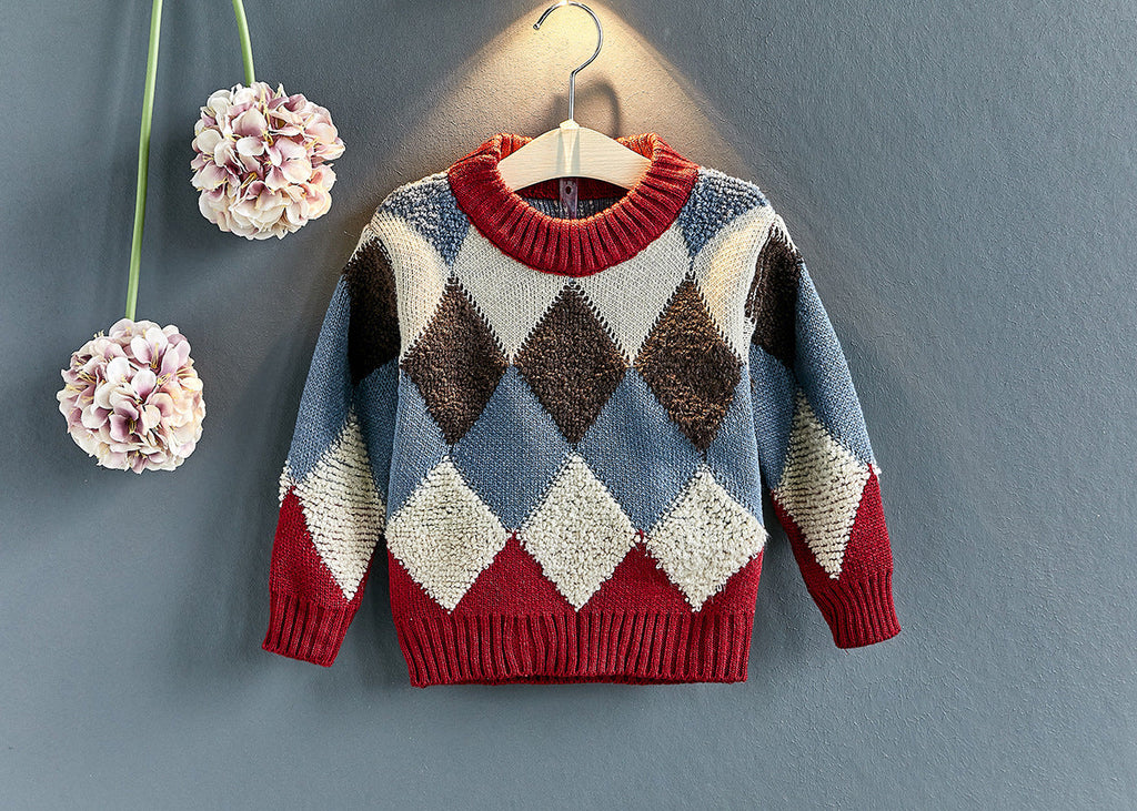 Girls Casual Fashion Pullover Sweater Plaid