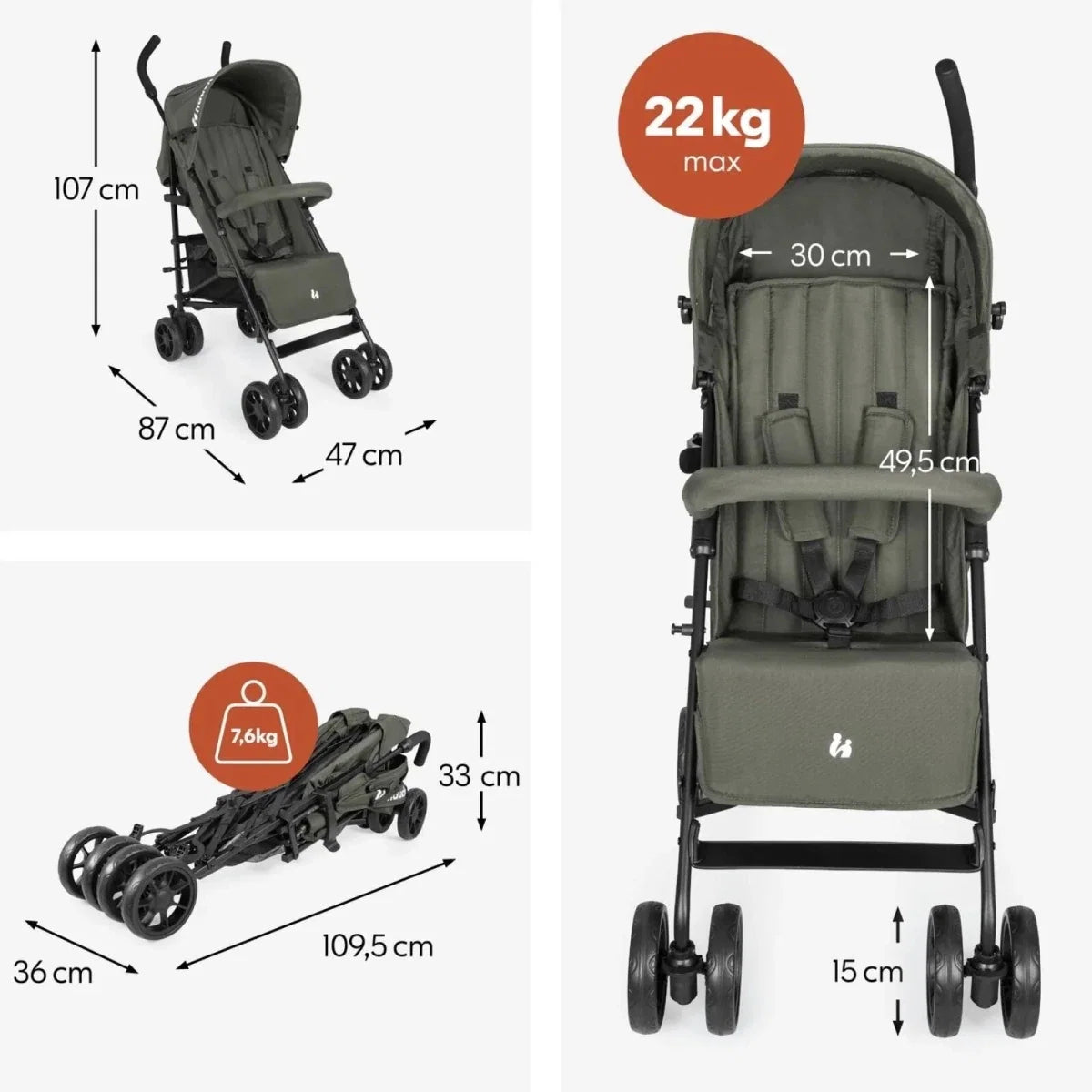 Hauck Fold N Care Stroller - Olive