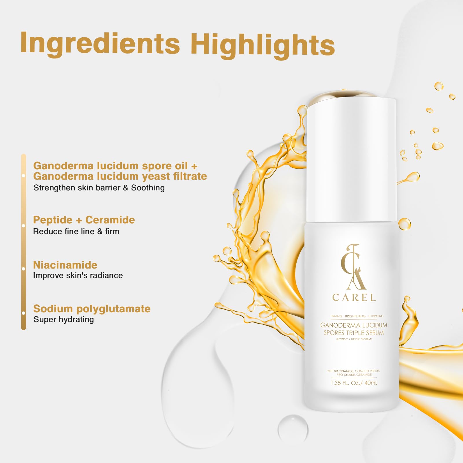 CA CAREL Face Serum – Collagen, Peptides & Niacinamide for Hydration, Brightening & Firming