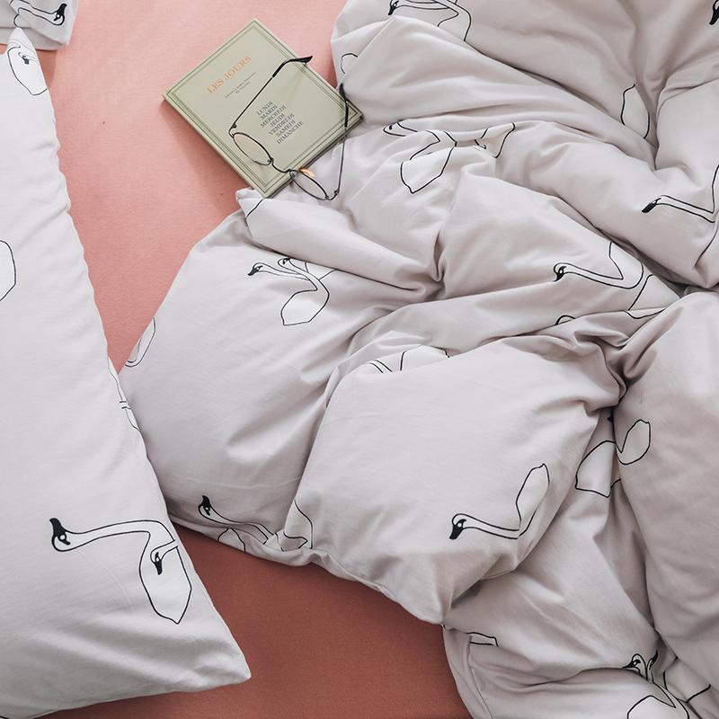 CA058 Linen Duvet Cover + Bed Sheet + 2 Pillowcases, King, More Patterns Available