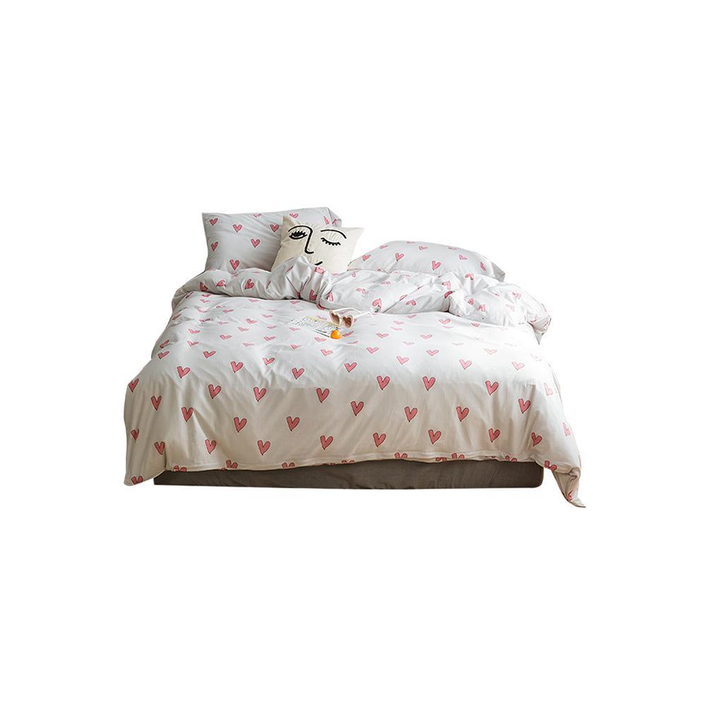 CA058 Linen Duvet Cover + Bed Sheet + 2 Pillowcases, King, More Patterns Available