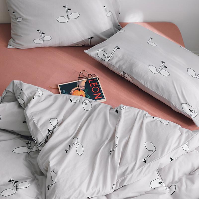 CA058 Linen Duvet Cover + Bed Sheet + 2 Pillowcases, King, More Patterns Available