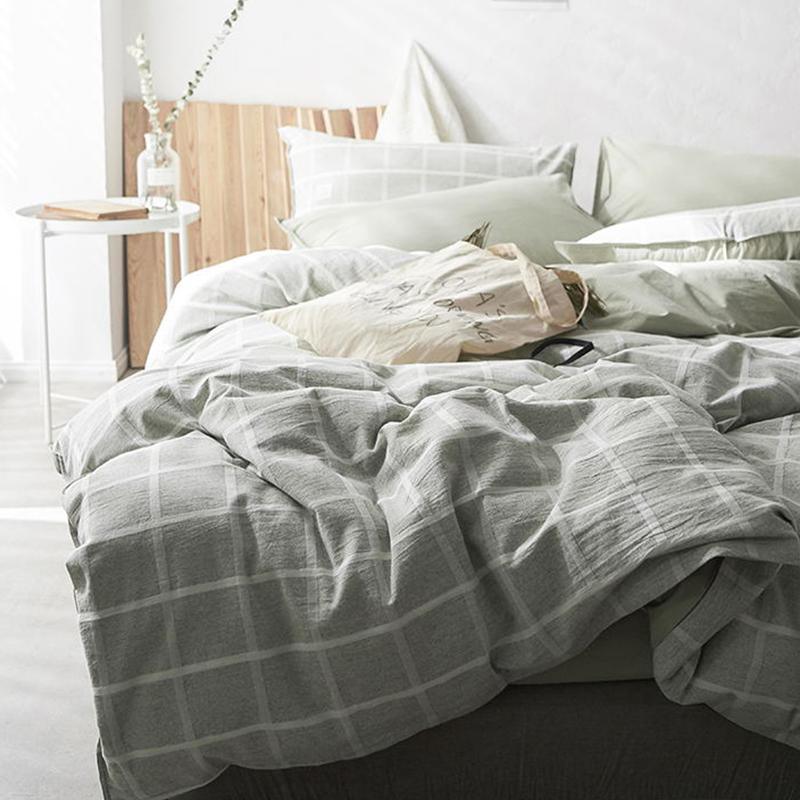 CA098 Linen Duvet Cover + Bed Sheet + 2 Pillowcases, King, More Patterns Available