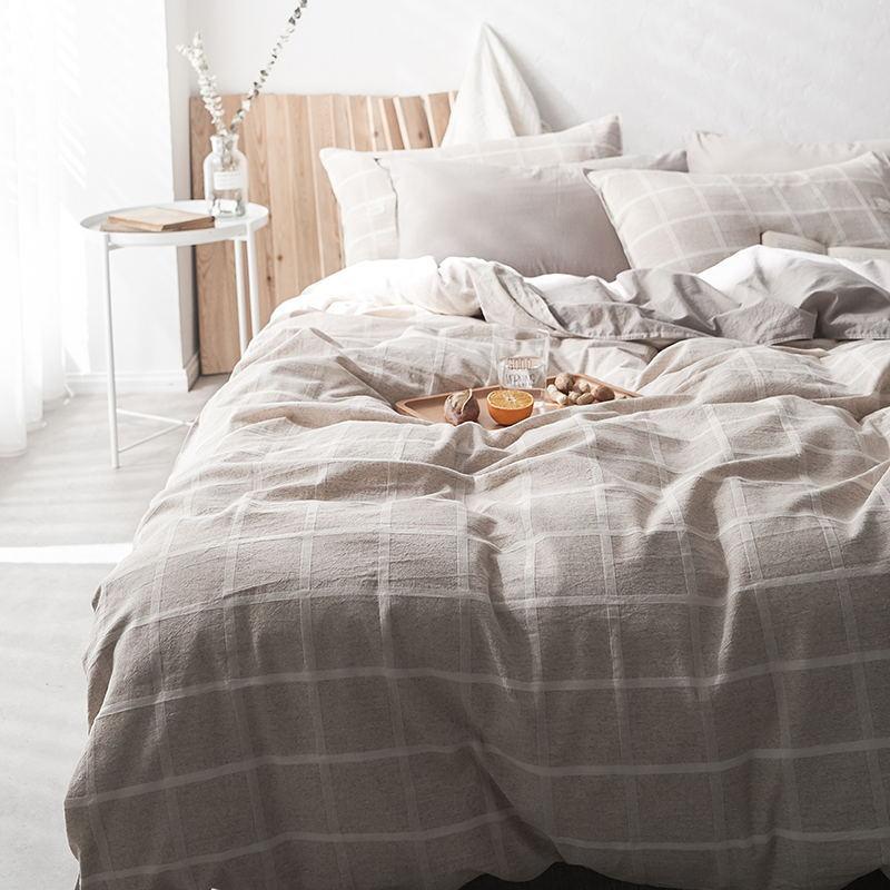 CA098 Linen Duvet Cover + Bed Sheet + 2 Pillowcases, King, More Patterns Available