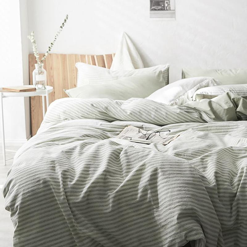 CA098 Linen Duvet Cover + Bed Sheet + 2 Pillowcases, King, More Patterns Available
