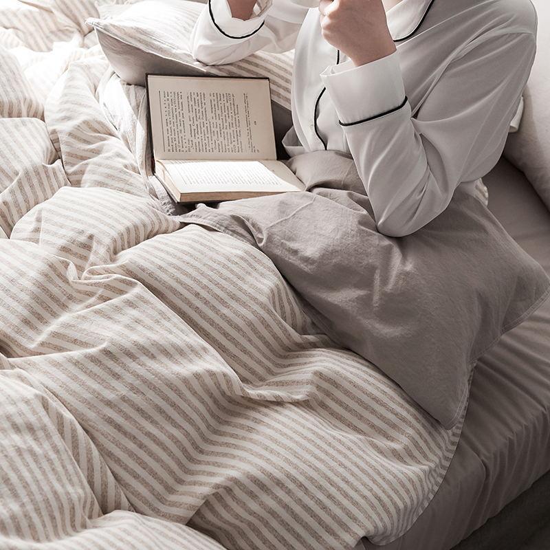 CA098 Linen Duvet Cover + Bed Sheet + 2 Pillowcases, King, More Patterns Available