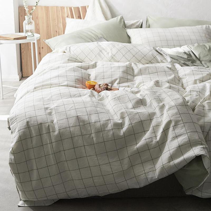 CA098 Linen Duvet Cover + Bed Sheet + 2 Pillowcases, King, More Patterns Available