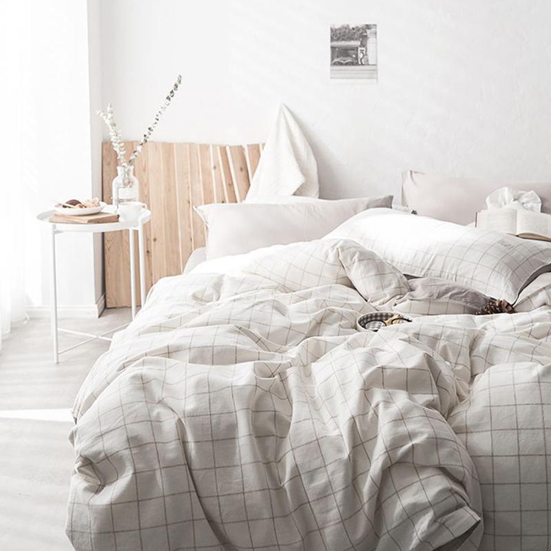 CA098 Linen Duvet Cover + Bed Sheet + 2 Pillowcases, King, More Patterns Available