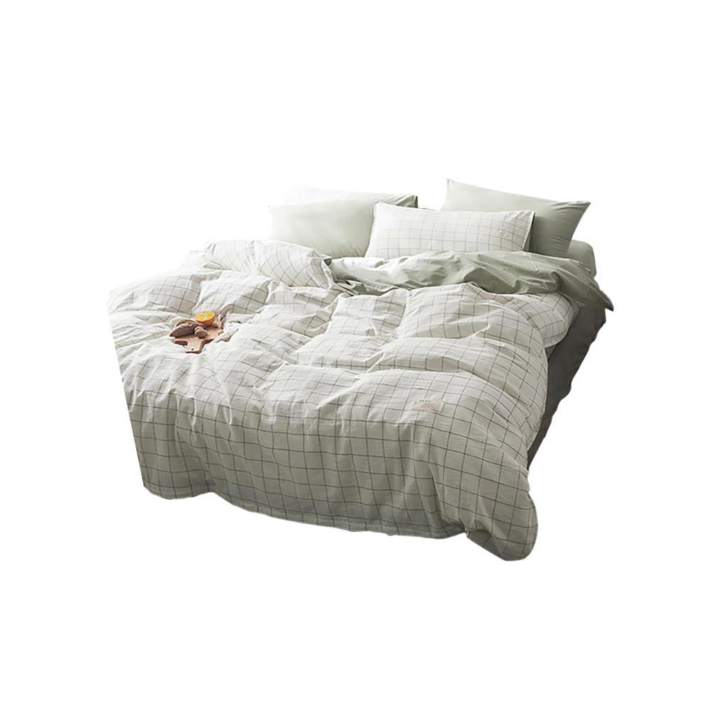 CA098 Linen Duvet Cover + Bed Sheet + 2 Pillowcases, King, More Patterns Available