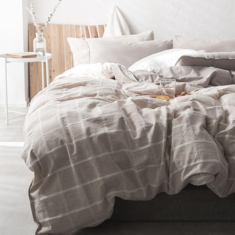 CA098 Linen Duvet Cover + Bed Sheet + 2 Pillowcases, King, More Patterns Available