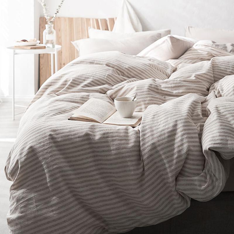 CA098 Linen Duvet Cover + Bed Sheet + 2 Pillowcases, King, More Patterns Available