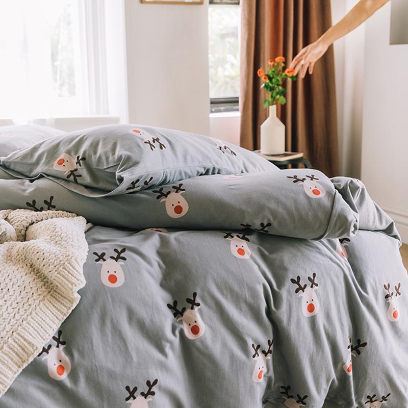 CA414 Cotton Duvet Cover + Bed Sheet + 2 Pillowcases, King, More Patterns Available