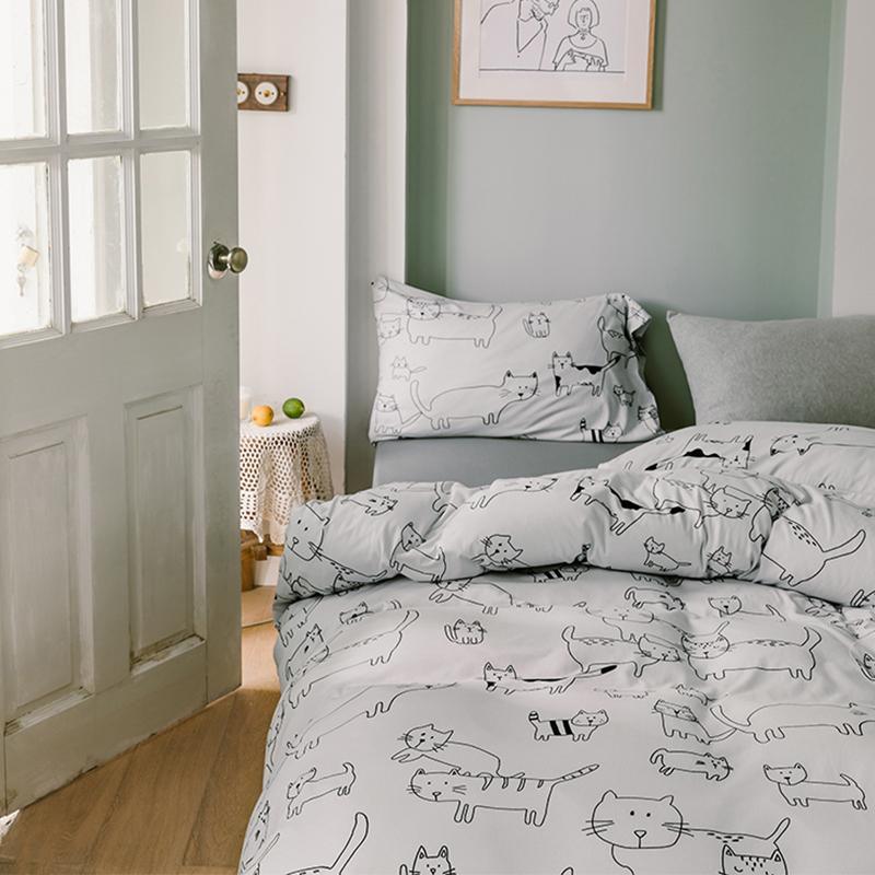 CA414 Cotton Duvet Cover + Bed Sheet + 2 Pillowcases, King, More Patterns Available