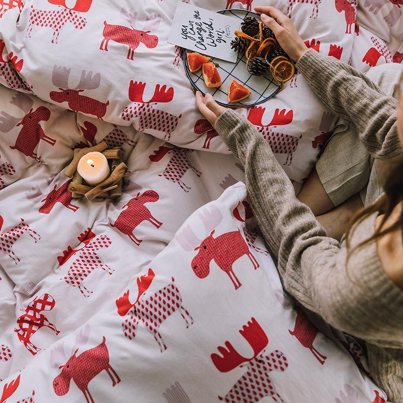 CA514 Cotton Duvet Cover + Bed Sheet + 2 Pillowcases, King, More Patterns Available