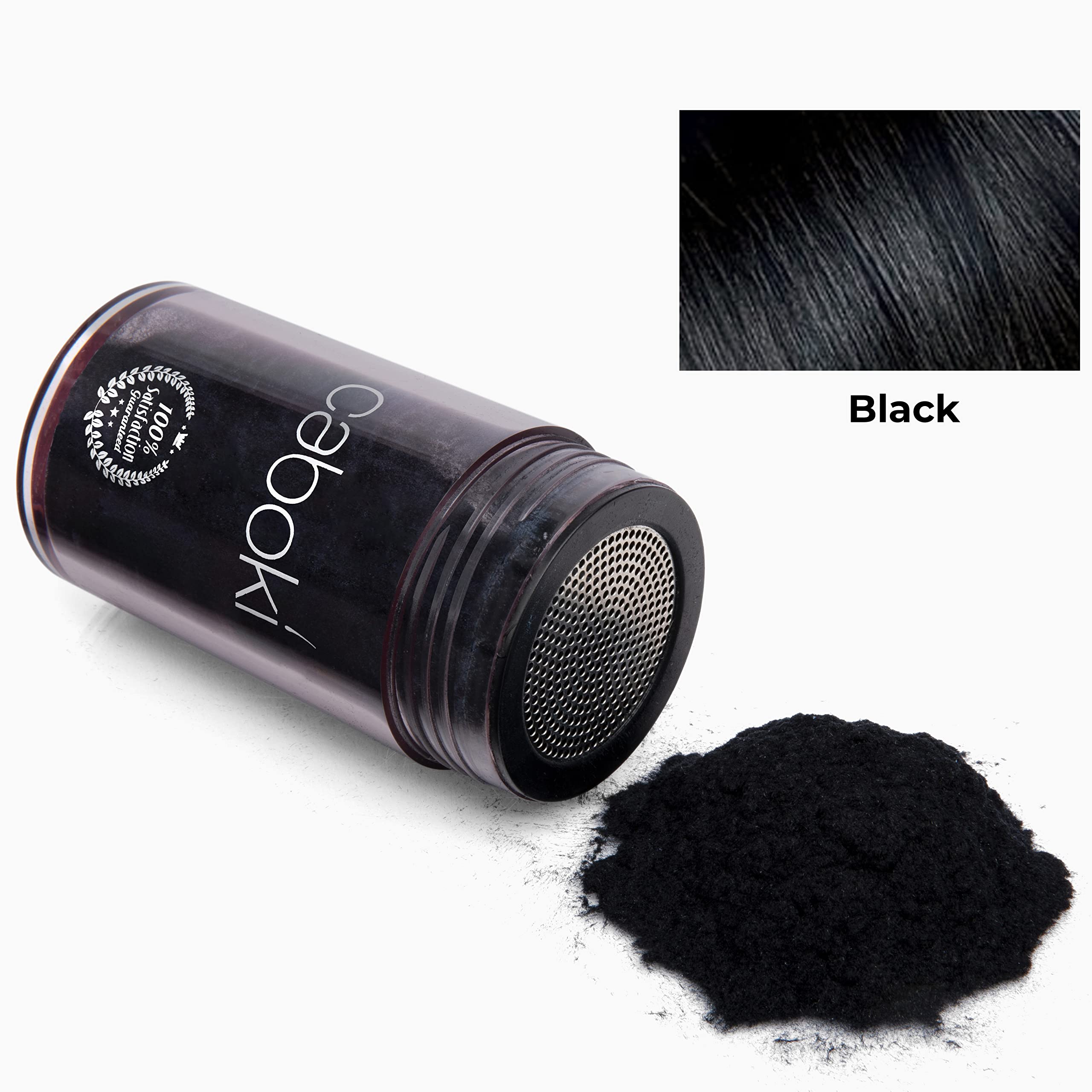 Caboki Hair Loss Concealer – All-Natural Hair Fibers for Fuller-Looking Hair (30g, Black) – 90-Day Supply