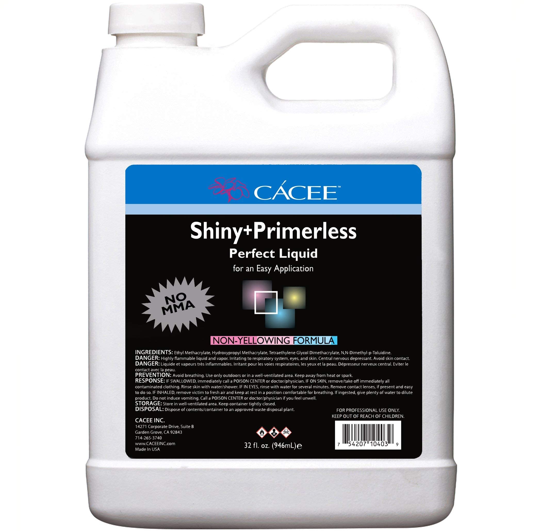 Cacee Shiny + Primerless Acrylic Nail Liquid — 32 oz, USA Made